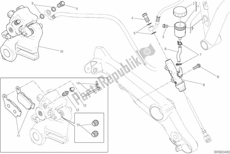 All parts for the Rear Brake System of the Ducati Scrambler Urban Enduro Thailand USA 803 2015